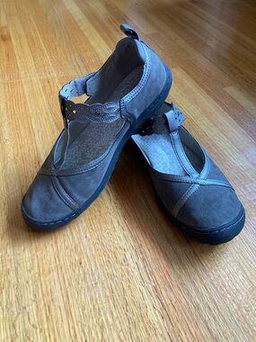 Jambu Gray Suede-Look Mary Jane Flats with Braided Strap